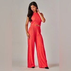 Love Poem Pink Crinkle Top and Pant Set NWT